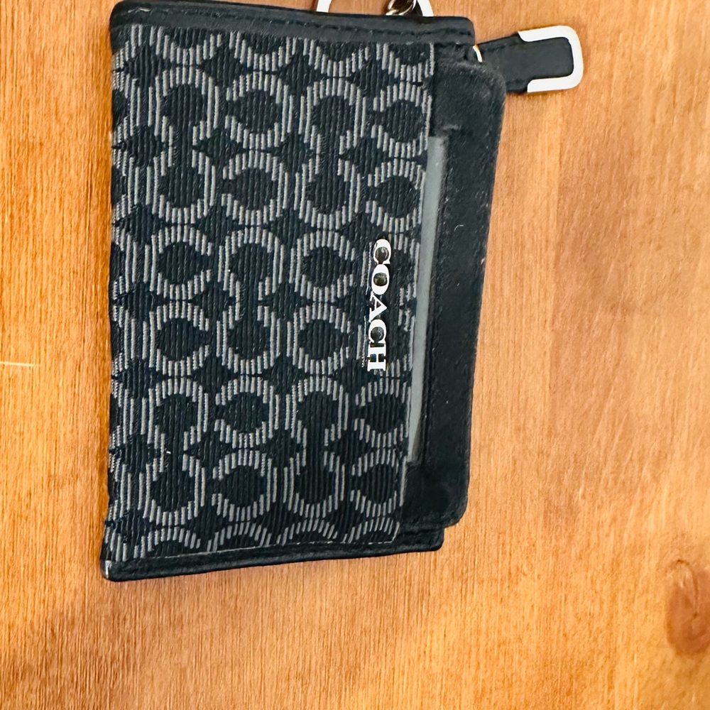 Coach Black and Gray Patterned Card Holder